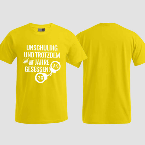 1008 "Unschuldig gesessen" Abschluss T-Shirt einseitig bedruckt
