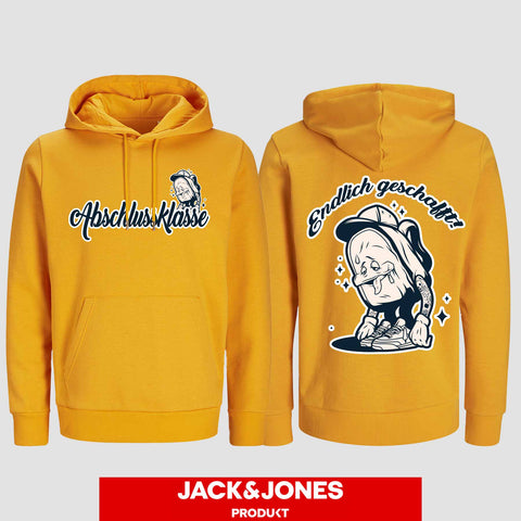 1058 "Endlich geschafft" Abschluss Hoodie by Jack&Jones beidseitig bedruckt