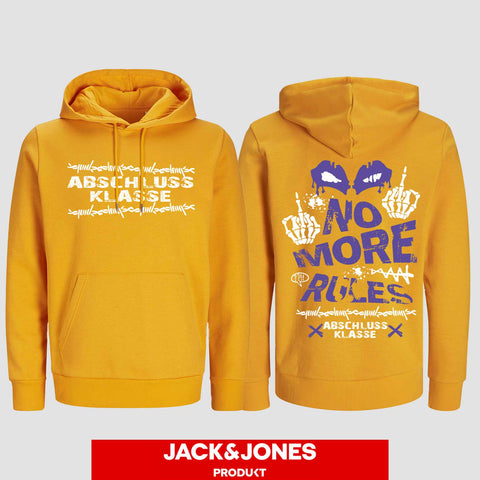 1051 "NO MORE RULES Streatwear" Abschluss Hoodie by Jack&Jones beidseitig bedruckt