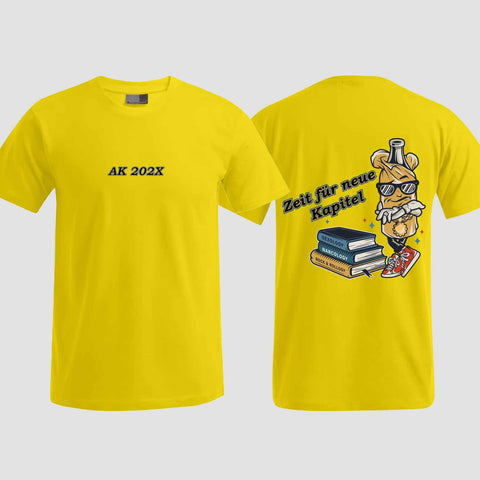 1057 "neue Kapitel" Abschluss T-Shirt beidseitig bedruckt