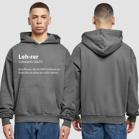 1049 "Definition Lehrer" Abschluss Premium Oversize Hoodie einseitig bedruckt