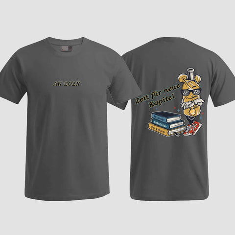 1057 "neue Kapitel" Abschluss T-Shirt beidseitig bedruckt