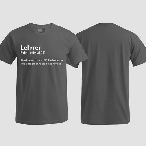 1049 "Definition Lehrer" Abschluss T-Shirt einseitig bedruckt