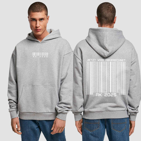 1027 "Barcode" Abschluss Premium Oversize Hoodie beidseitig bedruckt