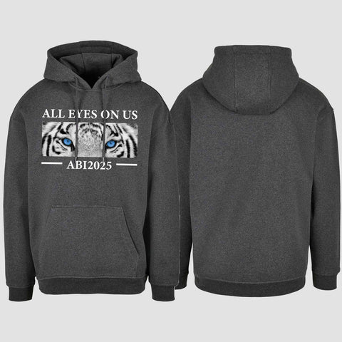 1021 "All Eyes on us Tiger" Abi Oversize Hoodie einseitig bedruckt