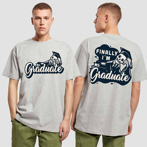1059 "Finally" Abschluss Oversize T-Shirt beidseitig bedruckt