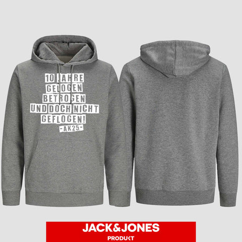 1031 "gelogen und betrogen" Abschluss Hoodie by Jack&Jones einseitig bedruckt
