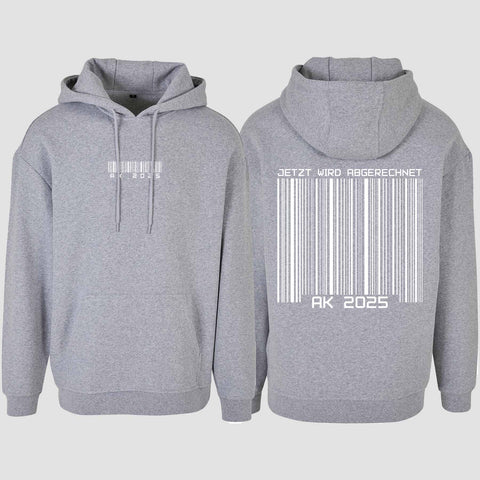 1027 "AK 2025 Barcode" Abschluss Oversize Hoodie beidseitig bedruckt