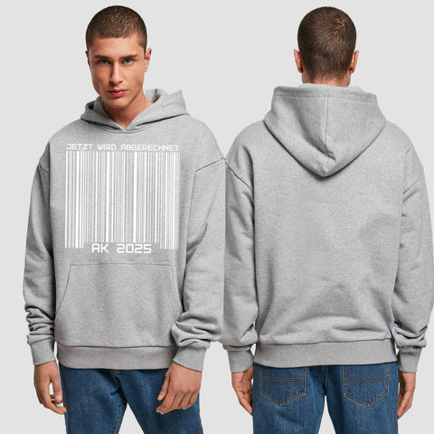 1026 "Barcode" Abschluss Premium Oversize Hoodie einseitig bedruckt