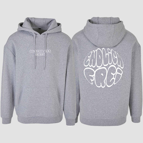 1036 "Endlich frei" Abschluss Oversize Hoodie beidseitig bedruckt