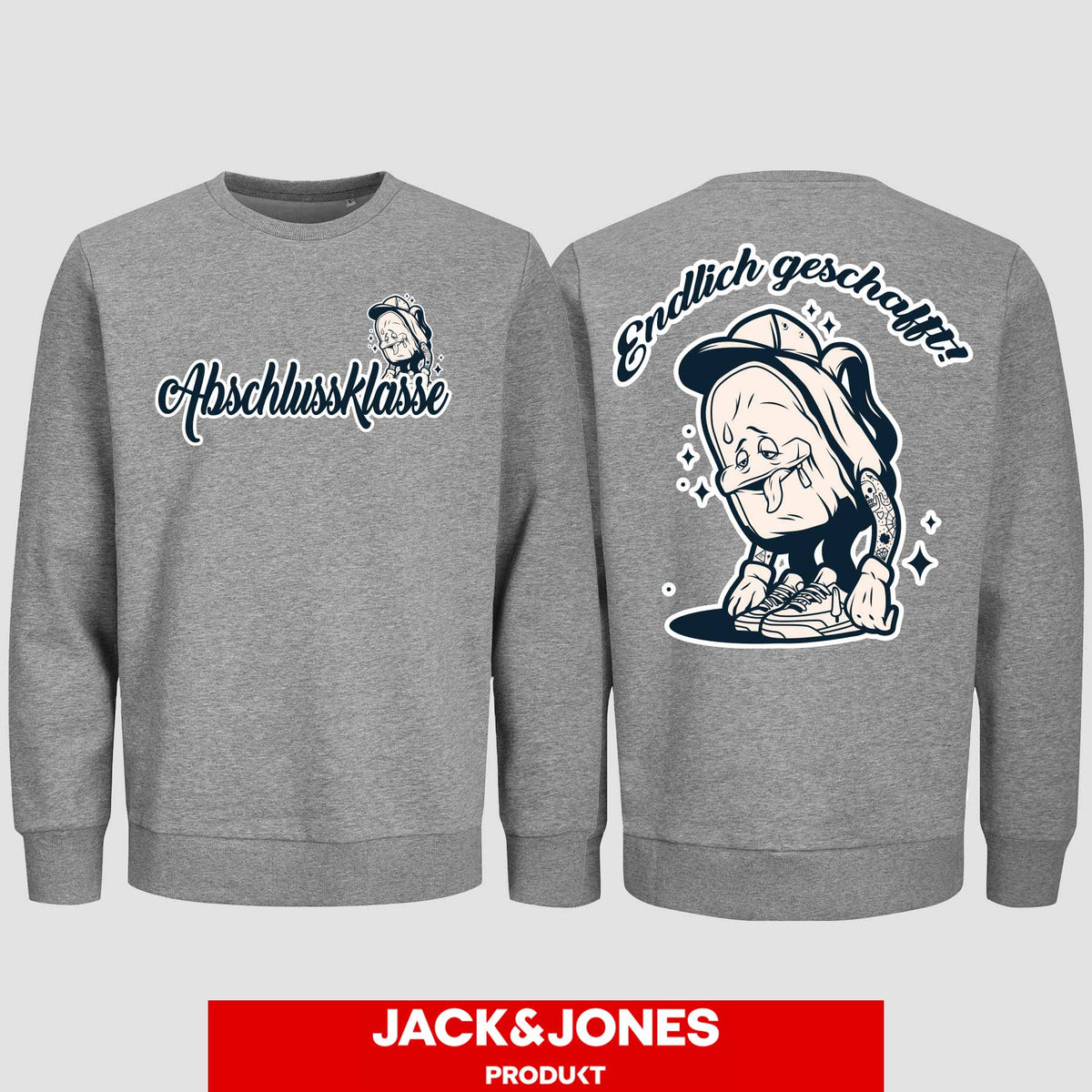 1058 "Endlich" Abschluss Sweatshirt by Jack&Jones beidseitig bedruckt