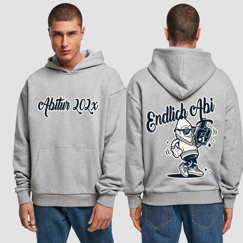 1060 "Endlich Abi" Abi Premium Oversize Hoodie beidseitig bedruckt
