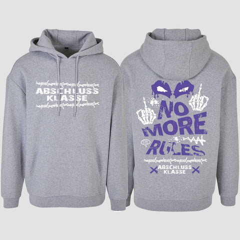 1051 "No more Rules" Abschluss Oversize Hoodie beidseitig bedruckt