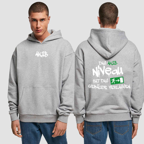 1035 "das Niveau" Abschluss Premium Oversize Hoodie beidseitig bedruckt