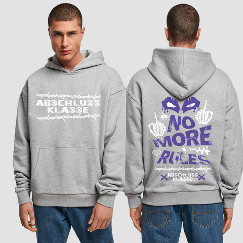 1051 "No more Rules" Abschluss Premium Oversize Hoodie beidseitig bedruckt