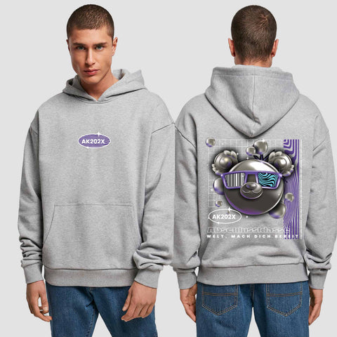 1055 "Welt, mach dich bereit" Abschluss Premium Oversize Hoodie beidseitig bedruckt