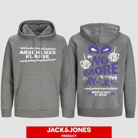 1051 "NO MORE RULES Streatwear" Abschluss Hoodie by Jack&Jones beidseitig bedruckt