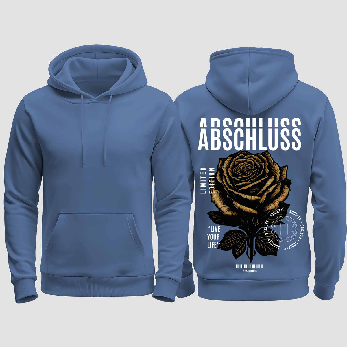 1041 "Rose" Abschluss regular College Hoodie einseitig bedruckt