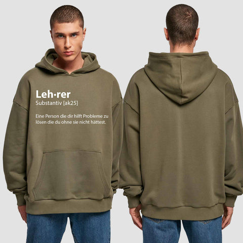 1049 "Definition Lehrer" Abschluss Premium Oversize Hoodie einseitig bedruckt