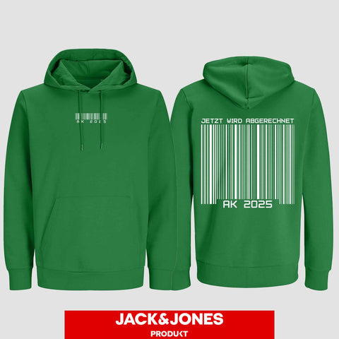 1027 "Barcode" Abschluss Hoodie by Jack&Jones beidseitig bedruckt