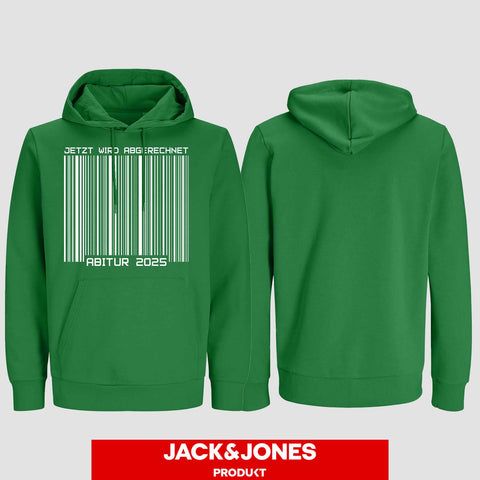1025 "Barcode" ABI Hoodie by Jack&Jones einseitig bedruckt