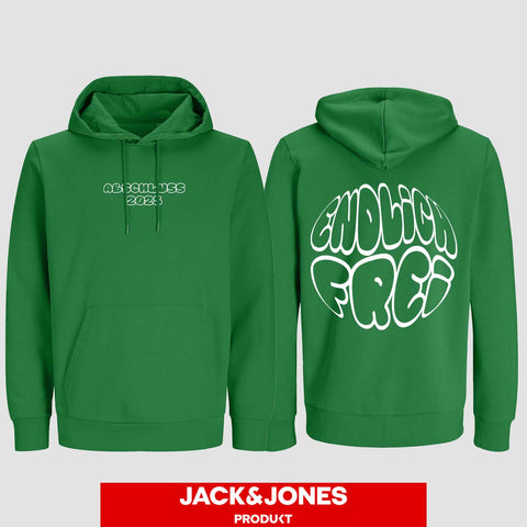 1036 "Endlich frei" Abschluss / Abi Hoodie by Jack&Jones beidseitig bedruckt