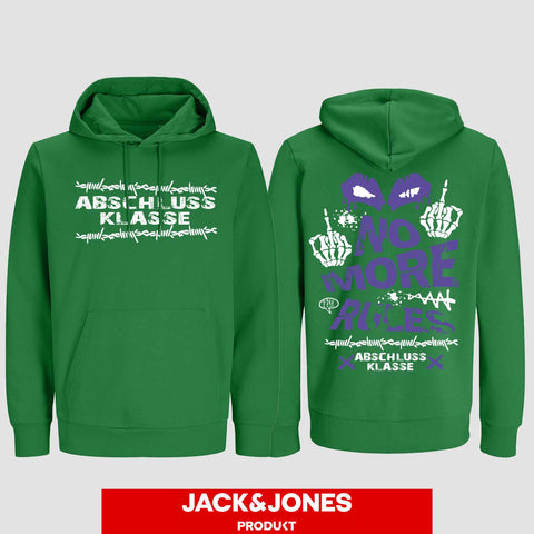 1051 "NO MORE RULES Streatwear" Abschluss Hoodie by Jack&Jones beidseitig bedruckt
