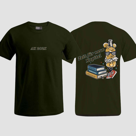 1057 "neue Kapitel" Abschluss T-Shirt beidseitig bedruckt