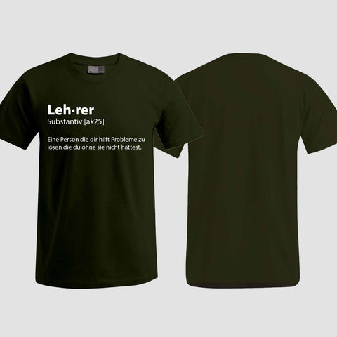 1049 "Definition Lehrer" Abschluss T-Shirt einseitig bedruckt