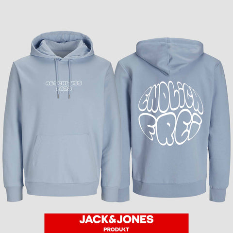 1036 "Endlich frei" Abschluss / Abi Hoodie by Jack&Jones beidseitig bedruckt
