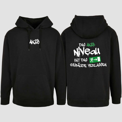 1035 "Das Niveau" Abschluss Oversize Hoodie beidseitig bedruckt