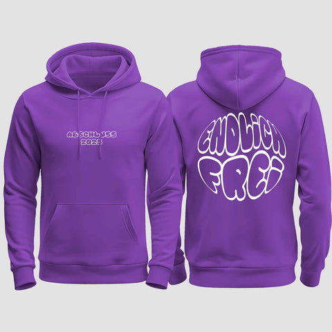 1036 "Endlich Frei" Abschluss regular College Hoodie beidseitig bedruckt