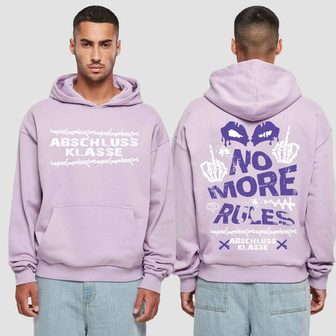 1051 "No more Rules" Abschluss Premium Oversize Hoodie beidseitig bedruckt