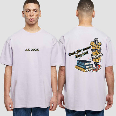 1057 "neue Kapitel" Abschluss Oversize T-Shirt beidseitig bedruckt
