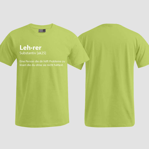 1049 "Definition Lehrer" Abschluss T-Shirt einseitig bedruckt