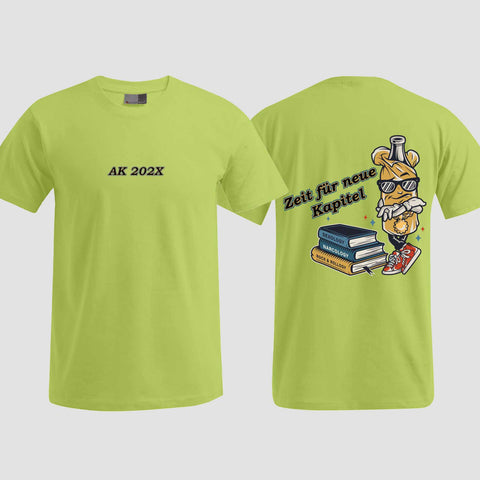 1057 "neue Kapitel" Abschluss T-Shirt beidseitig bedruckt