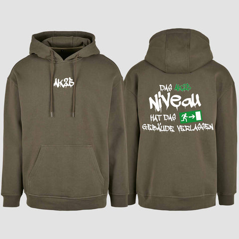 1035 "Das Niveau" Abschluss Oversize Hoodie beidseitig bedruckt