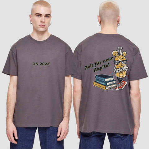 1057 "neue Kapitel" Abschluss Oversize T-Shirt beidseitig bedruckt