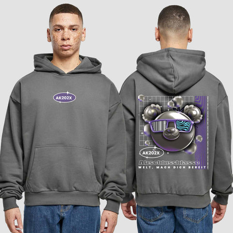 1055 "Welt, mach dich bereit" Abschluss Premium Oversize Hoodie beidseitig bedruckt
