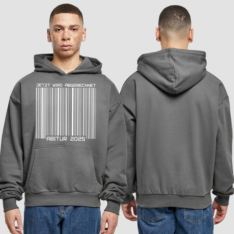 1025 "Barcode" Abi Premium Oversize Hoodie einseitig bedruckt