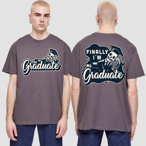 1059 "Finally" Abschluss Oversize T-Shirt beidseitig bedruckt