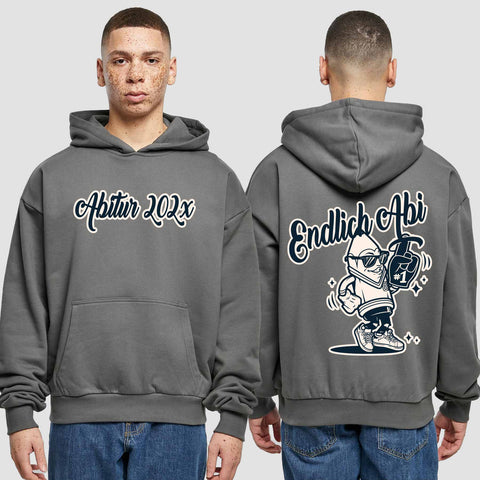 1060 "Endlich Abi" Abi Premium Oversize Hoodie beidseitig bedruckt