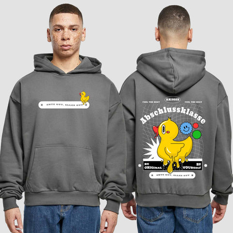 1053 "Ente gut, alles gut" Abschluss Premium Oversize Hoodie beidseitig bedruckt