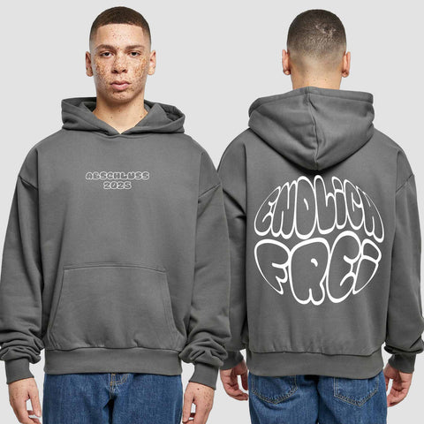1036 "endlich Frei" Abschluss Premium Oversize Hoodie beidseitig bedruckt
