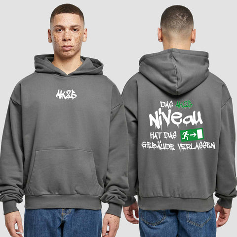 1035 "das Niveau" Abschluss Premium Oversize Hoodie beidseitig bedruckt