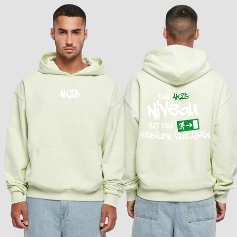 1035 "das Niveau" Abschluss Premium Oversize Hoodie beidseitig bedruckt