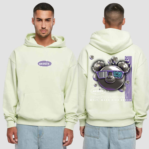 1055 "Welt, mach dich bereit" Abschluss Premium Oversize Hoodie beidseitig bedruckt