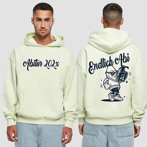 1060 "Endlich Abi" Abi Premium Oversize Hoodie beidseitig bedruckt