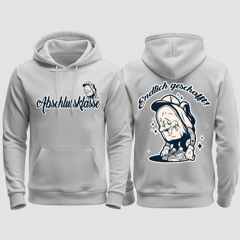1058 "Endlich" Abschluss regular College Hoodie beidseitig bedruckt