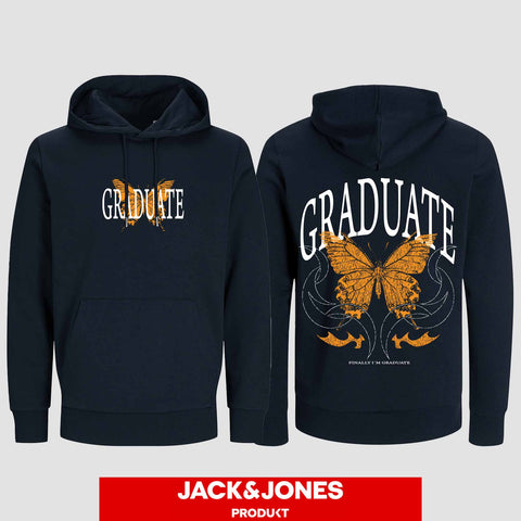 1052 "GRADUATE Schmetterling" ABI / Abschluss Hoodie by Jack&Jones beidseitig bedruckt